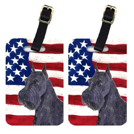 Carolines Treasures Carolines Treasures SS4007BT Pair Of USA American Flag With Schnauzer Luggage Tags SS4007BT